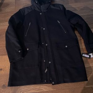 Kenneth Cole New York Removable Hood New With Tag Mens Size 2XL Black Wool Blend